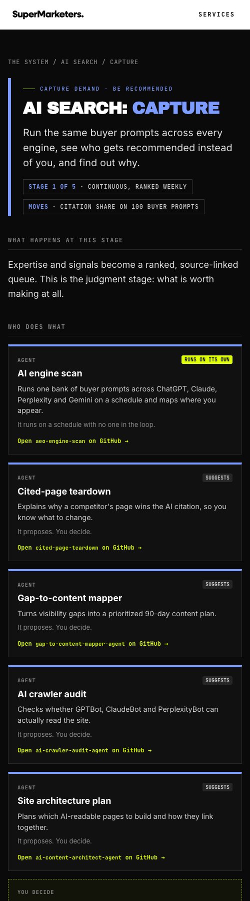 A cell page at phone width