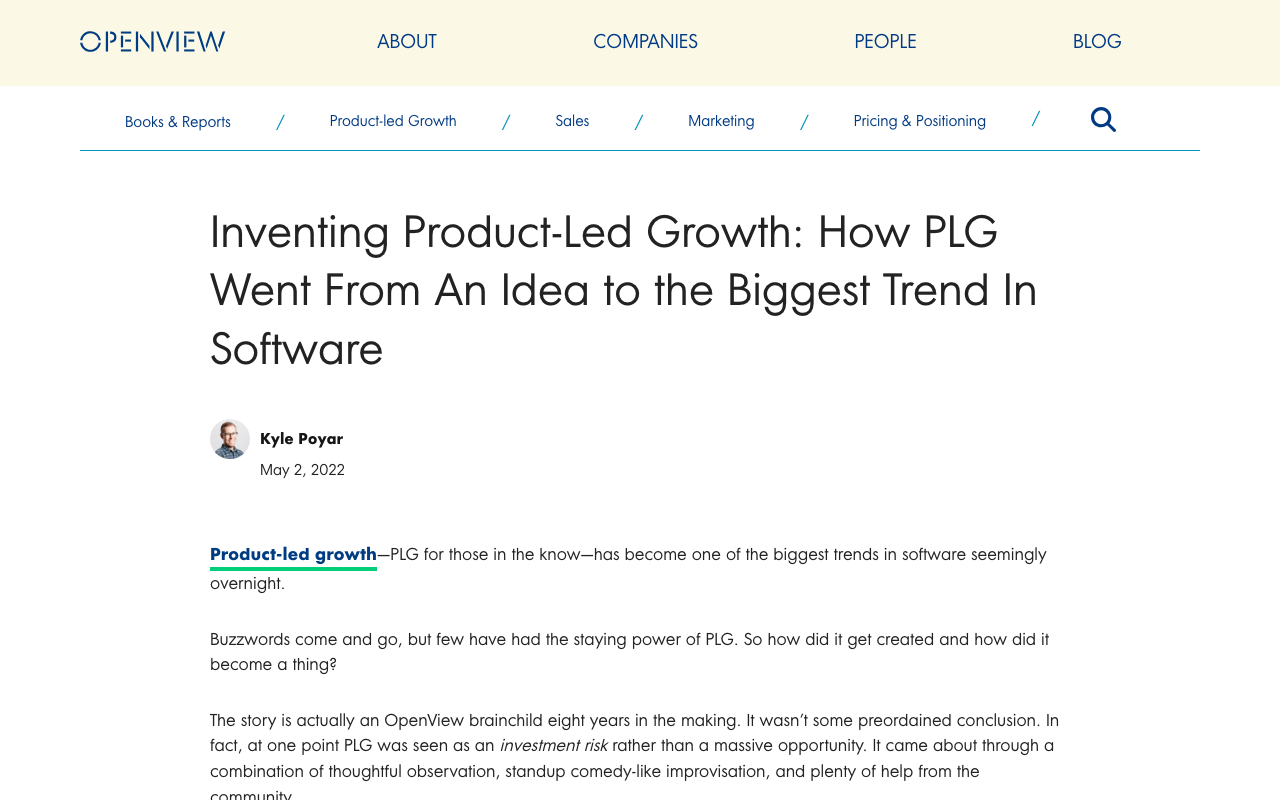 OpenView's retrospective, Inventing Product-Led Growth, calling PLG a brainchild eight years in the making