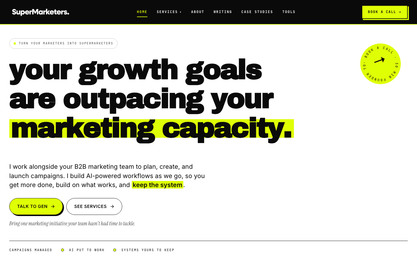 The SuperMarketers homepage today